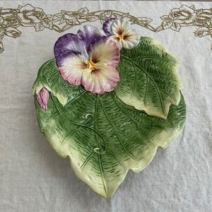 Fitz and Floyd Halcyon‎ Classics Pansy Leaf Serving Bowl Floral Ceramic 12 Inch
